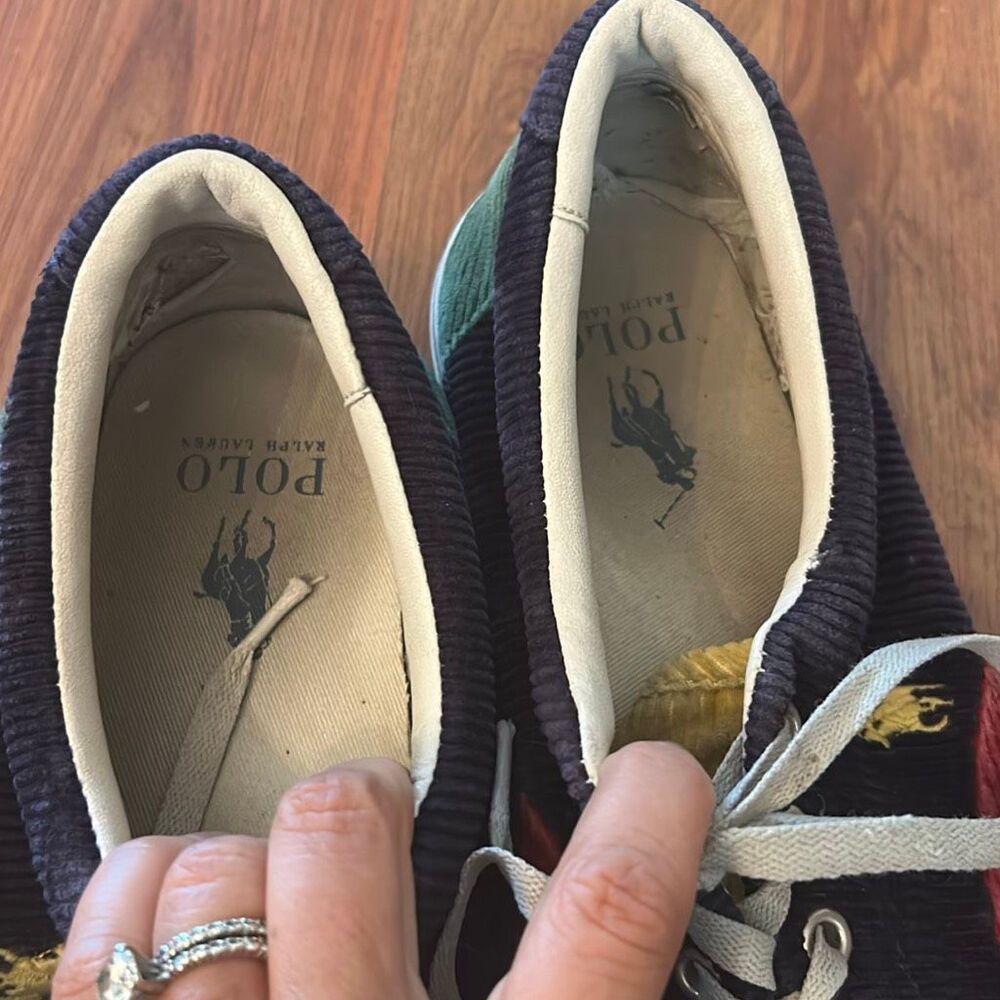 LAUREN Ralph Lauren Jordyn Navy white slip on stretch boat shoes sneakers casual - Picture 3 of 7